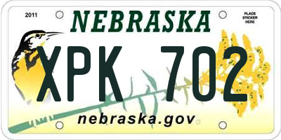 NE license plate XPK702