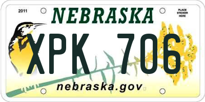 NE license plate XPK706
