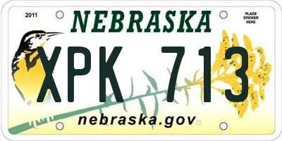 NE license plate XPK713