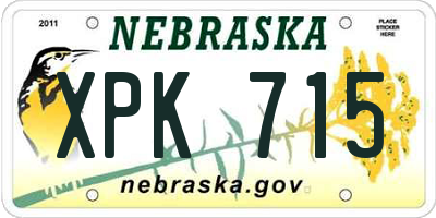 NE license plate XPK715