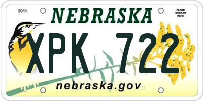 NE license plate XPK722