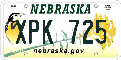 NE license plate XPK725