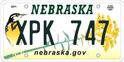 NE license plate XPK747