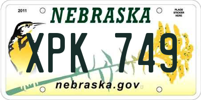 NE license plate XPK749