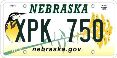 NE license plate XPK750