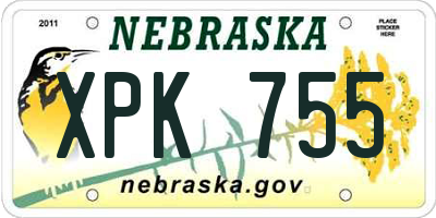 NE license plate XPK755