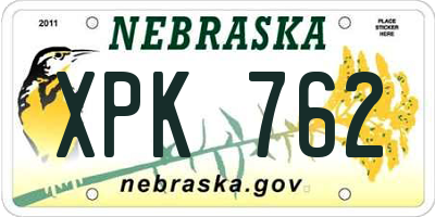 NE license plate XPK762