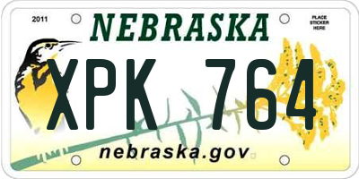 NE license plate XPK764
