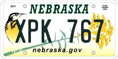 NE license plate XPK767