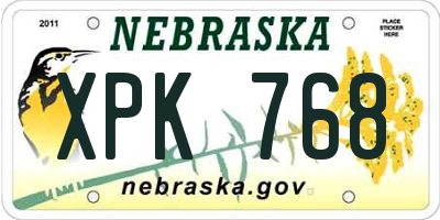 NE license plate XPK768