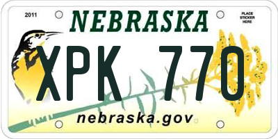 NE license plate XPK770