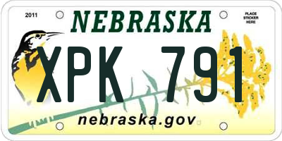 NE license plate XPK791