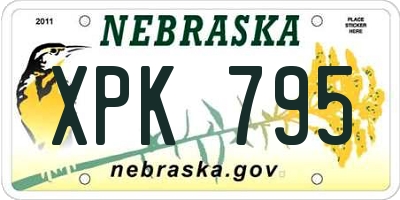 NE license plate XPK795