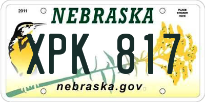 NE license plate XPK817