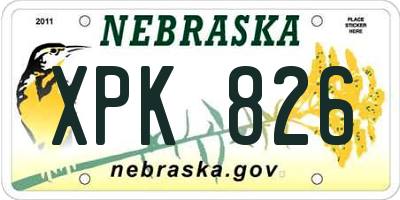 NE license plate XPK826