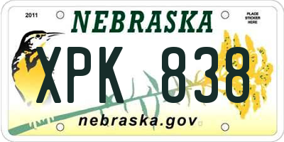 NE license plate XPK838