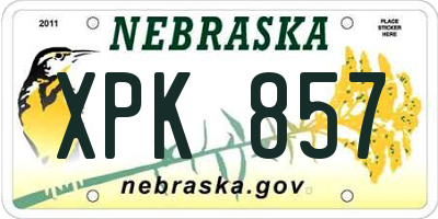 NE license plate XPK857