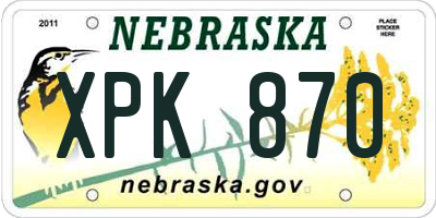 NE license plate XPK870