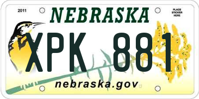 NE license plate XPK881
