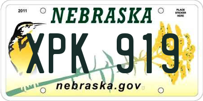 NE license plate XPK919