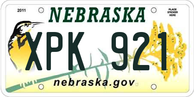 NE license plate XPK921