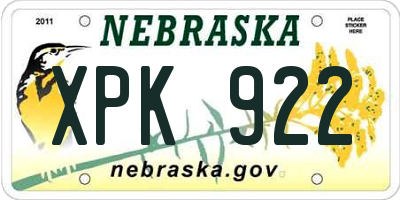 NE license plate XPK922