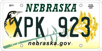 NE license plate XPK923