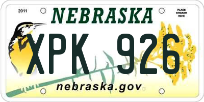 NE license plate XPK926