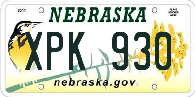 NE license plate XPK930