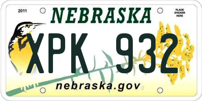 NE license plate XPK932