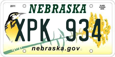 NE license plate XPK934