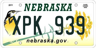NE license plate XPK939