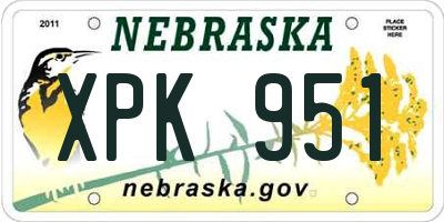 NE license plate XPK951