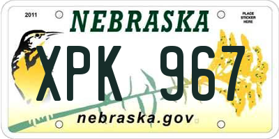 NE license plate XPK967