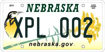 NE license plate XPL002
