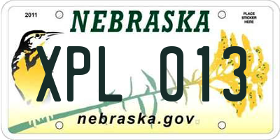 NE license plate XPL013