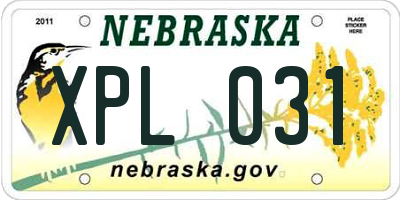 NE license plate XPL031