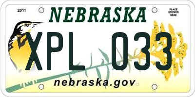 NE license plate XPL033