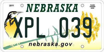 NE license plate XPL039