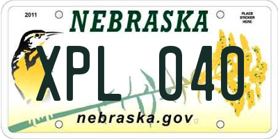 NE license plate XPL040