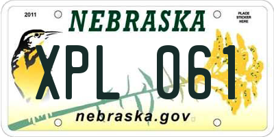 NE license plate XPL061