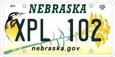 NE license plate XPL102