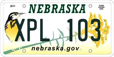 NE license plate XPL103