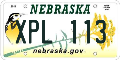 NE license plate XPL113