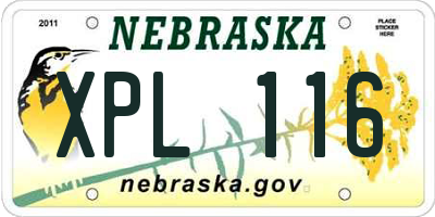 NE license plate XPL116
