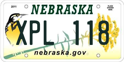 NE license plate XPL118