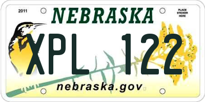 NE license plate XPL122