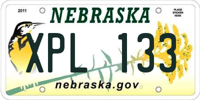 NE license plate XPL133