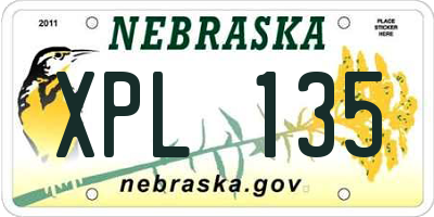 NE license plate XPL135