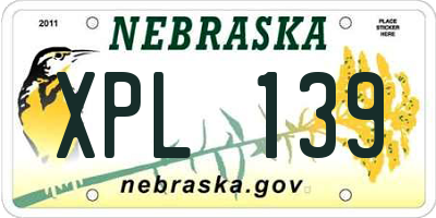 NE license plate XPL139
